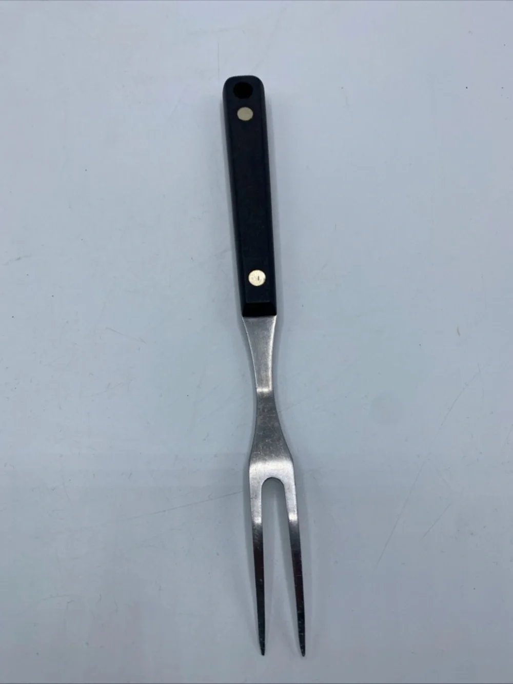 Vintage Flint Kitchen Cooking Utensil Fork  Black Composite Handle 9” 2 Prong